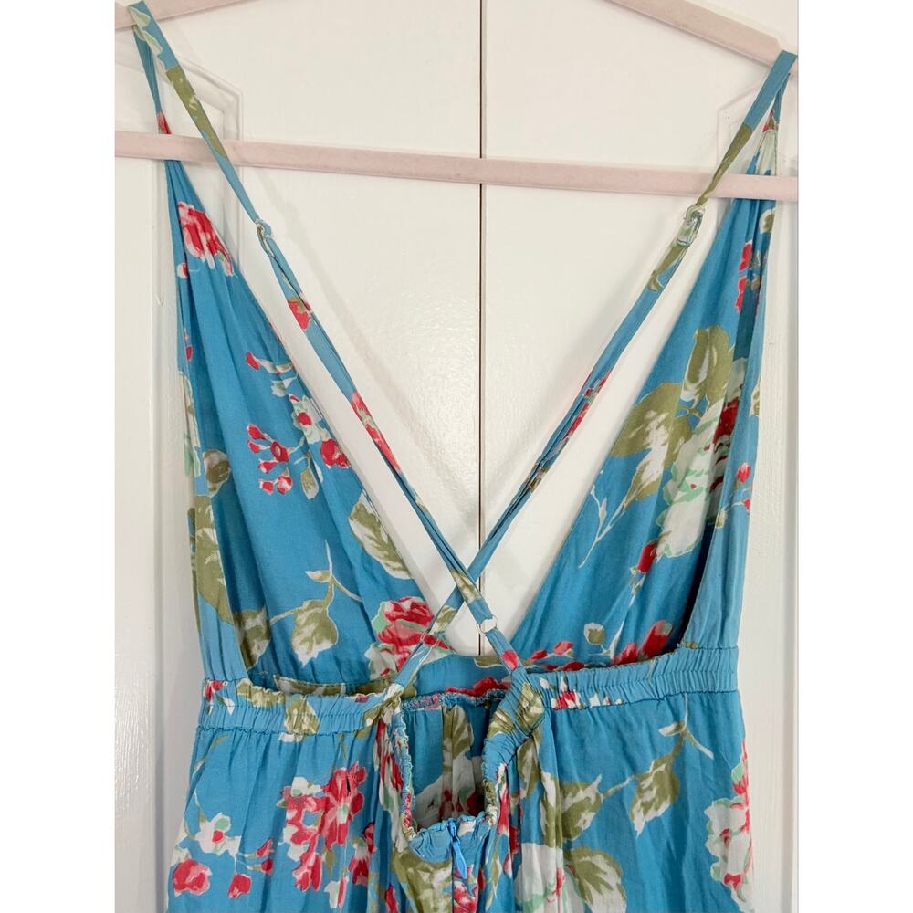 Faithfull The Brand Blue Floral Strappy Maxi Dress Women’s Size 6 100% Rayon - Picture 4 of 14